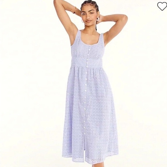 J. Crew Dresses & Skirts - NWT J.Crew Button-Front Eyelet Midi Dress Periwinkle Blue Purple